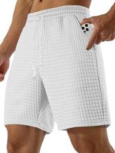 Men's Full Size Drawstring Textured Shorts Plus Size White