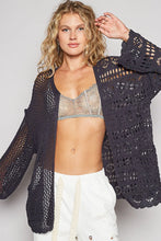 POL Open-Front Crochet Oversized Cardigan
