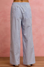 Light blue and white gingham check wide check pants with elastic waistband and side lace trim by SO ME