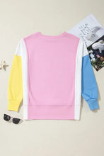 Slit Contrast Round Neck Long Sleeve Sweatshirt Woman Sweatshirts