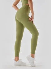 Wide Waistband Sports Leggings Matcha Green Woman Leggings