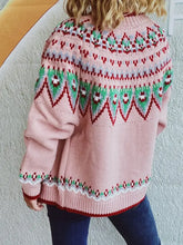 Contrast Geometric Round Neck Long Sleeve Cardigan Casual Dresses