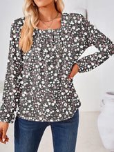 Full Size Square Neck Long Sleeve Blouse Black Woman Blouses