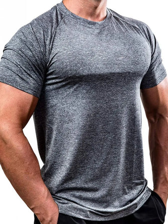 Men's Plus Size Round Neck Short Sleeve T-Shirt Gray
