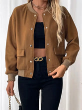 Perfee Baseball Collar Snap Down Long Sleeve Jacket Woman Outerwear