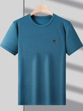 Men's Plus Size Classic Textured Basic Short Sleeve T-Shirt Cerulean