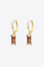 Retro 925 Sterling Silver Cubic Zirconia Drop Earrings Gold Brown One Size