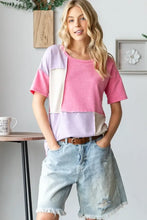 HOPELY Full Size Color Block Exposed Seam T-Shirt Woman T Shirts