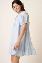 Mittoshop Tassel Tie Plaid Gauze Short Sleeve Mini Dress Casual Dresses