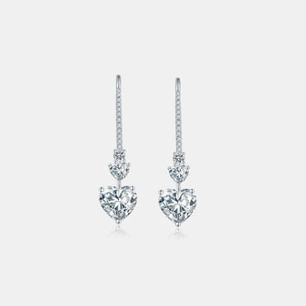 5.44 Carat 925 Sterling Silver Moissanite Heart Drop Earrings Silver One Size