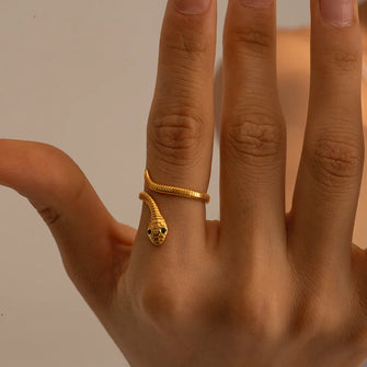 18K Gold-Plated Snake Wrap Adjustable Ring Gold One Size