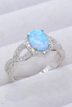 925 Sterling Silver Opal Halo Ring Sky Blue Rings
