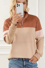 Color Block Quarter Zip Long Sleeve Sweatshirt Woman Sweatshirts