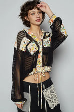 POL Vintage Washed Crochet Hoodie Jacket With Patchwork BLACK MULTI Cardigans