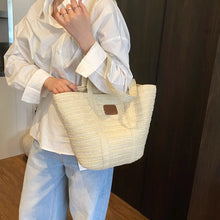 Woven Straw Beach Tote Bag Beige onesize