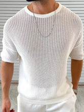 Men's Round Neck Drop Shouler Knit Top White