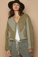 POL Quilted Knit Viding Detail Knit Patch Jacket Olive Woman Outerwear