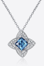 1 Carat Moissanite Floral Pendant Necklace Sky Blue One Size