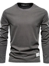 Men's Round Neck Long Sleeve T-Shirt Dark Gray
