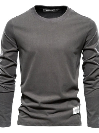 Men's Round Neck Long Sleeve T-Shirt Dark Gray