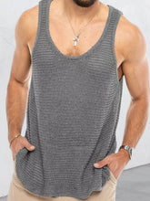 Men's Plus Size Round Neck Wide Strap Tank Gray