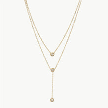 Stainless Steel Zircon Double-Layered Necklace Gold One Size