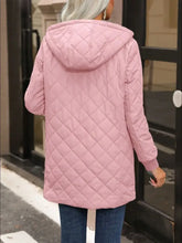 Quilted Zip Up Hooded Jacket with Pockets Woman Outerwear