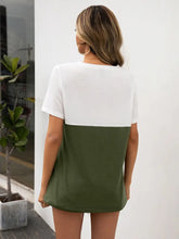 Ivy Lane Color Block V-Neck Short Sleeve Tee Woman T Shirts
