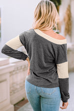 V Neck Color Block Top Woman Blouses