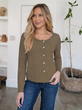 FAM-FAM Button Up Round Neck Long Sleeve Cardigan Olive