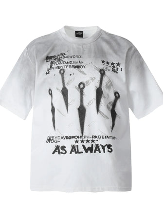 Men's Graphic Oversized Urban Street T-Shirt White