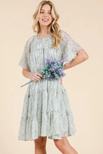 Lime 'N' Chili Ditsy Floral Print Sheer Ruffle Detail Mini Dress Casual Dresses