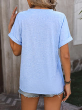 Mandy Notched Buttoned Short Sleeve T-Shirt
