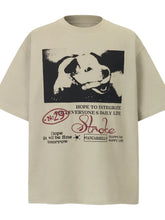 Men's Dog Graphic Short Sleeve T-Shirt Apricot