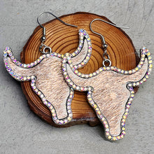 Rhinestone Bull Earrings Khaki One Size