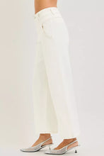 White wide-leg denim trousers with a clean minimalist design from RISEN high rise ankle wide pants collection