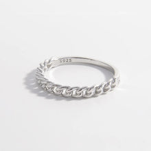 925 Sterling Silver Curb Chain Ring Silver