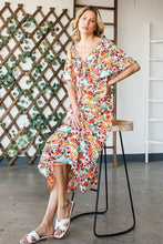 Lime 'N' Chili Floral Print Sweetheart Neck Tie Front Midi Dress Casual Dresses