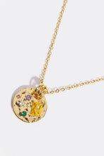 Inlaid Multicolored Zircon Round Pendant Copper Necklace Necklaces