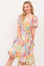 Lime 'N' Chili Watercolor Print Tie Front Midi Dress Casual Dresses