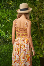 Davi & Dani Multi Smocked Bodice Geo Ruffle Strappy Midi Dress Casual Dresses