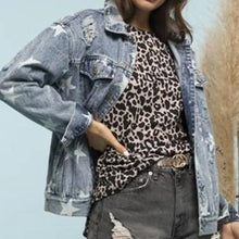 Star Distressed Denim Shacket Woman Outerwear