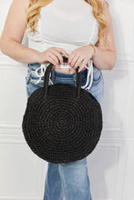 Justin Taylor Beach Date Straw Rattan Handbag in Black Handbags
