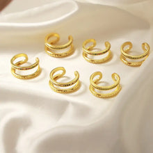 Gold-Plated Czech Diamond Double-Layered Ring Rings