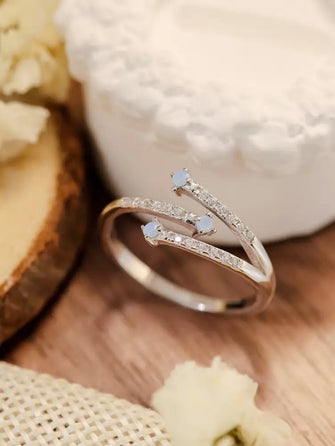 Moonstone Platinum-Plated Ring Silver Rings