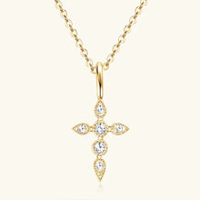 925 Sterling Silver Moissanite Cross Pendant Necklace Gold One Size