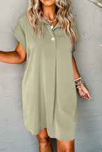 Collared Neck Short Sleeve Mini Dress Casual Dresses