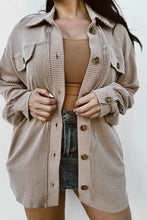 Plus Size Button Up Long Sleeve Jacket Mocha Woman Outerwear