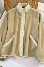 Double Take Snap Down Contrast Fleece Jacket with Pockets Woman Outerwear