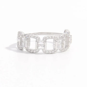 925 Sterling Silver Zircon Cutout Ring Silver